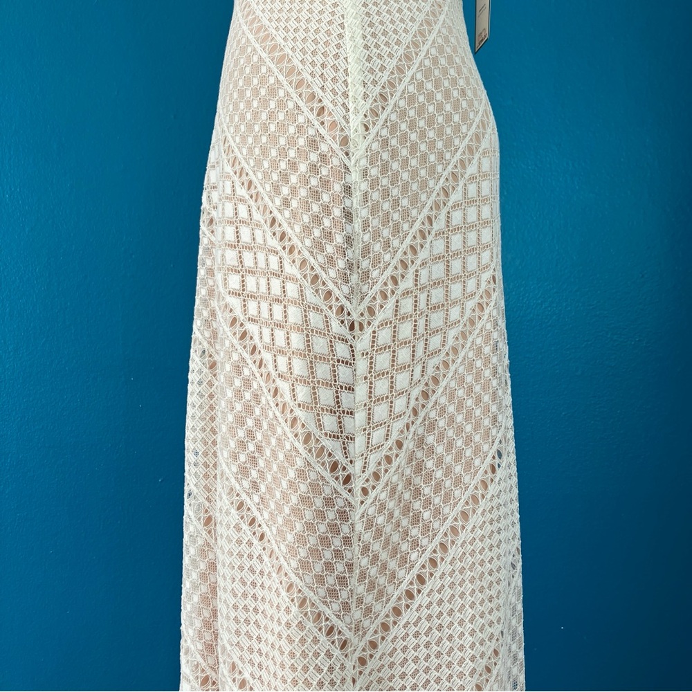 BCBGMaxAzria Bernadette Ivory Lace Maxi Dress Crochet Boho Wedding Gown Size 0 - Picture 10 of 15